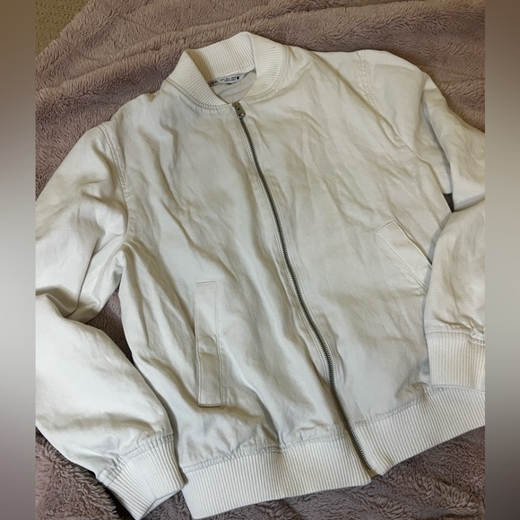 Zara Linen Bomber Jacket 90% cotton - Picture 6 of 7